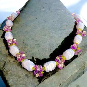 Vitage  Signed Ross Simons Chalcedoney and Multi Gemstone Necklace